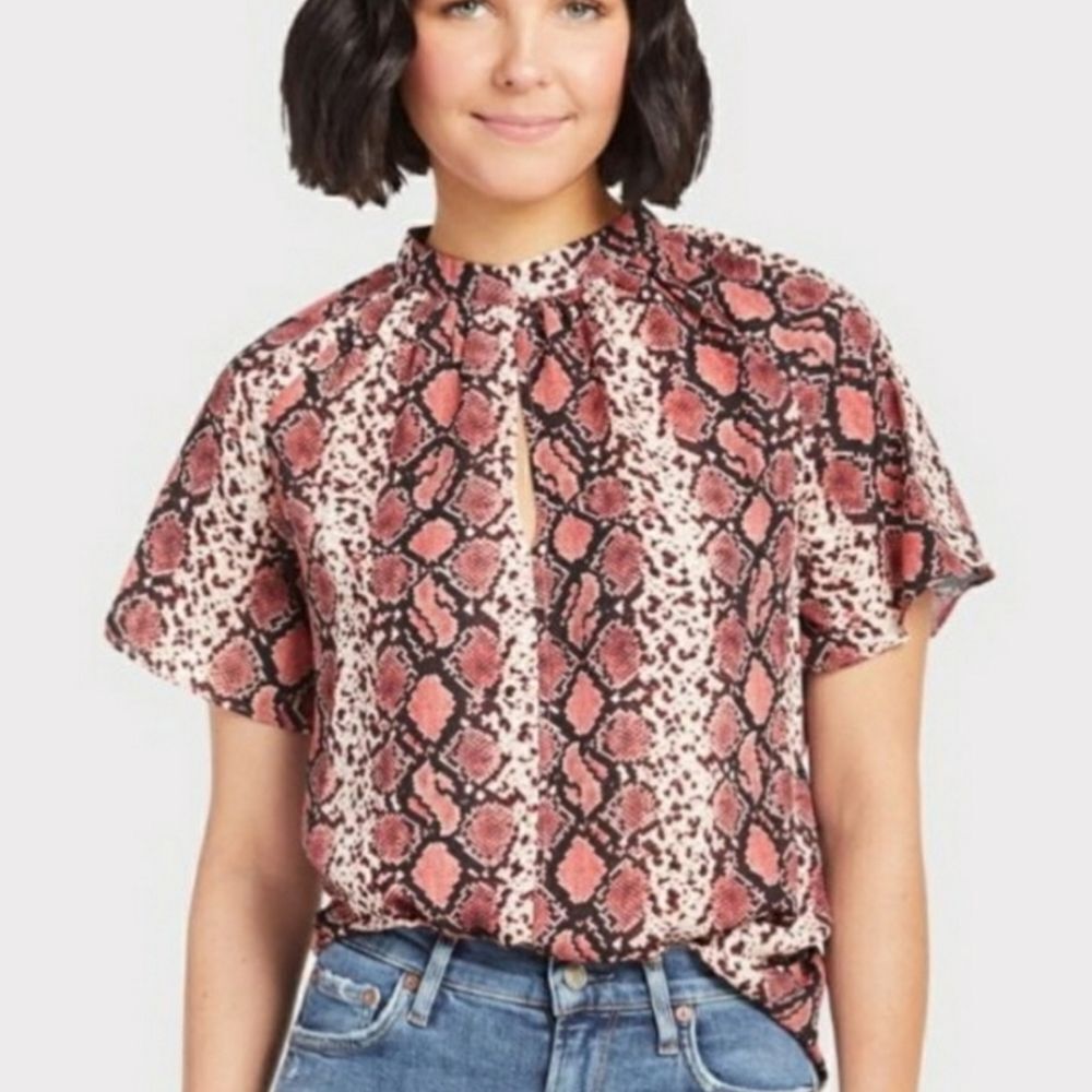 Sunday in Brooklyn Pink Snake Print Top Sz XS